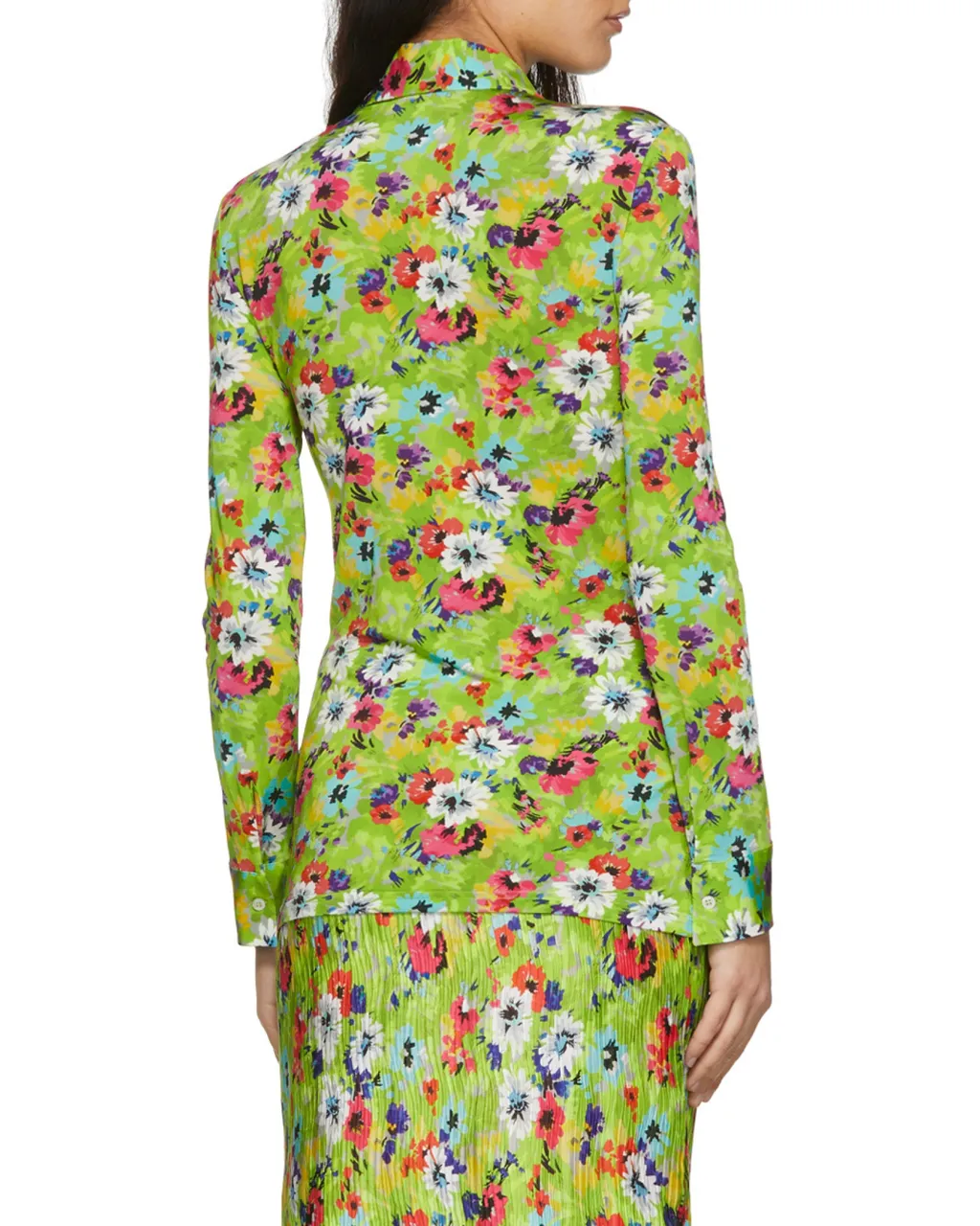 Floral-Print Ruched Slim Shirt