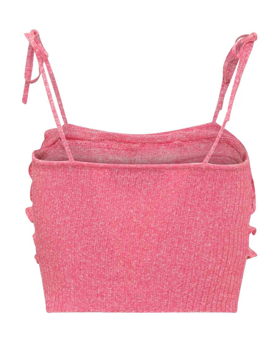 Sleeveless Knitted Sling With Ruffle Details