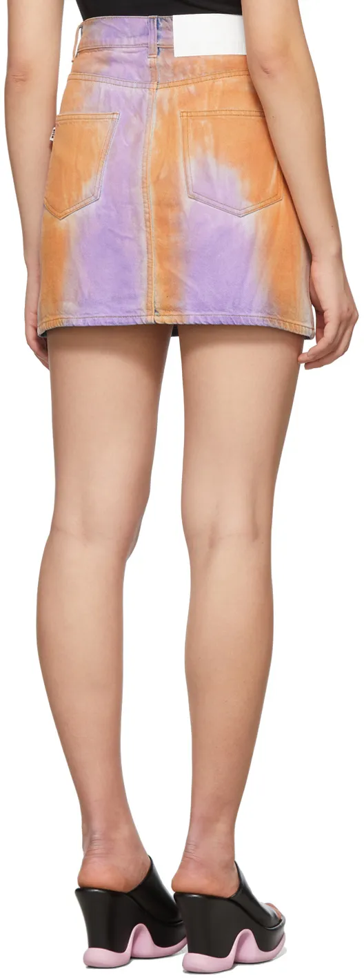 Tie-Dye Print Denim Skirt