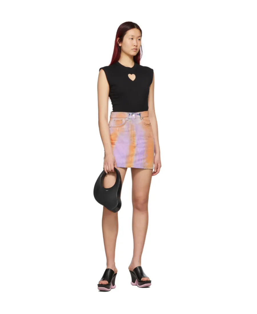 Tie-Dye Print Denim Skirt