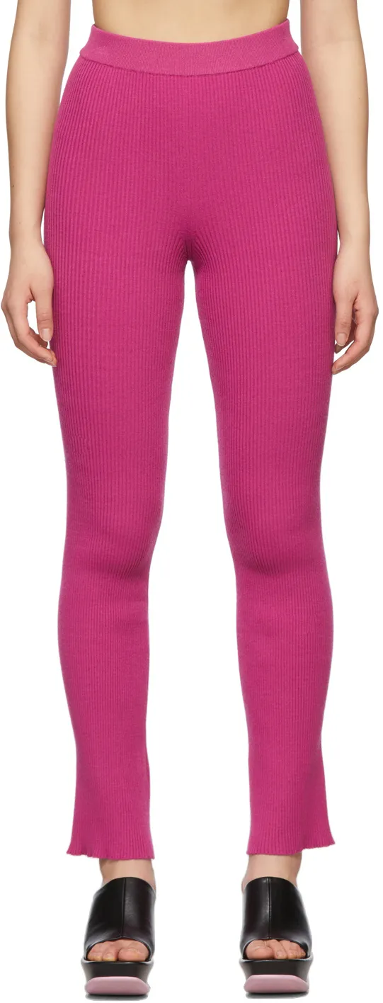High-Waisted Ribbed-Knit Trousers