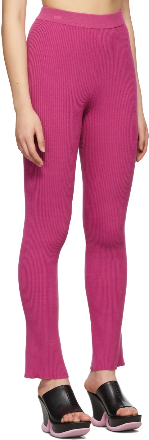 High-Waisted Ribbed-Knit Trousers