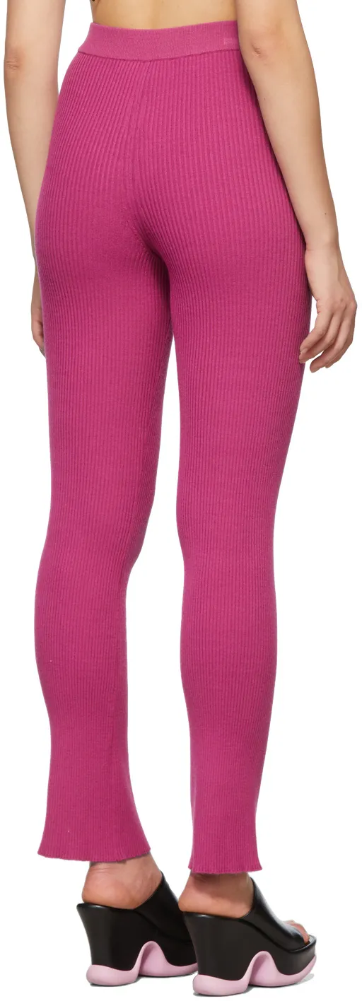 High-Waisted Ribbed-Knit Trousers