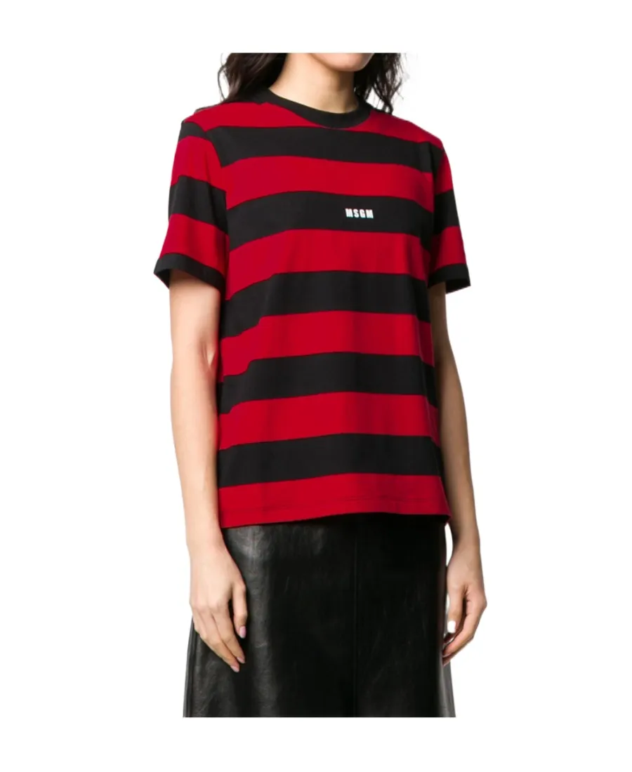 Stripe Logo Print Short-Sleeved T-Shirt