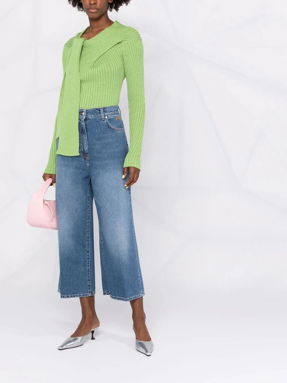 Ribbed-Knit Knot-Detail Top