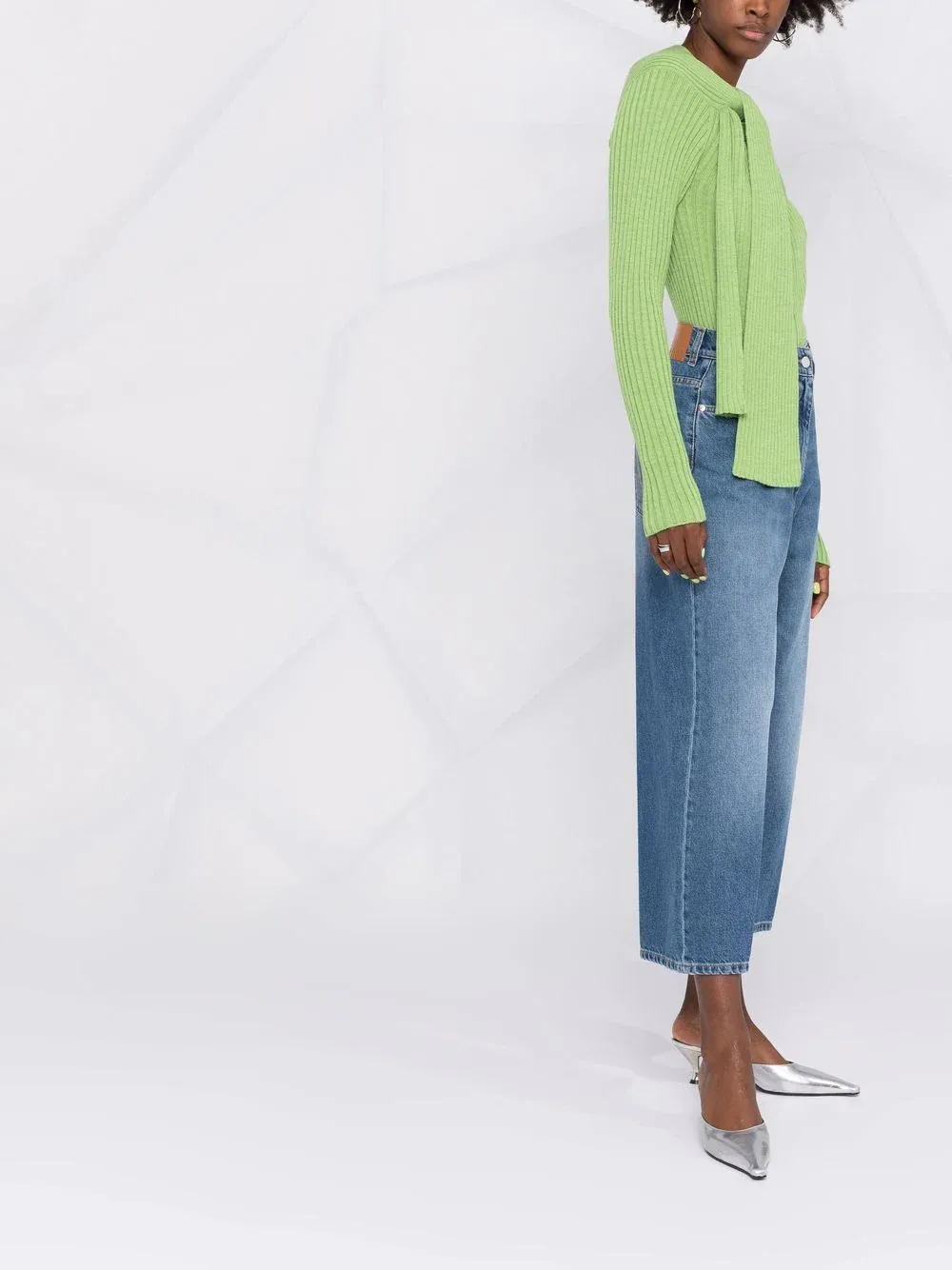 Ribbed-Knit Knot-Detail Top