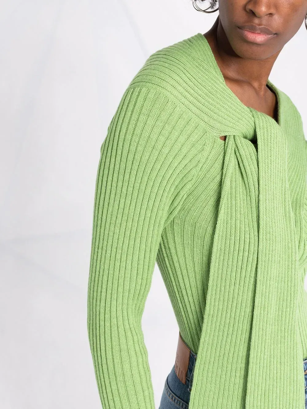 Ribbed-Knit Knot-Detail Top