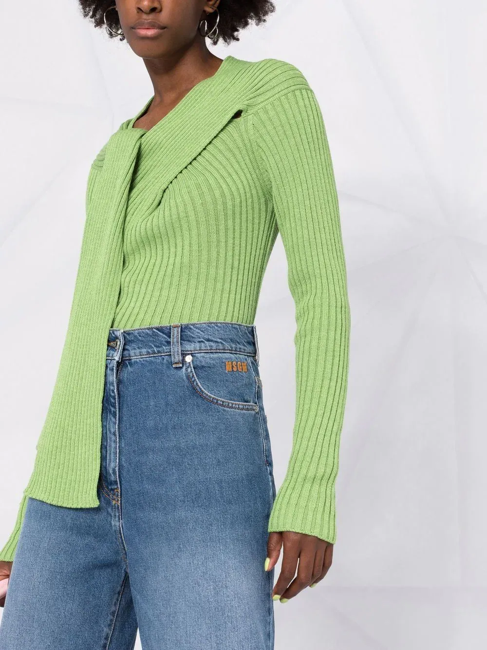 Ribbed-Knit Knot-Detail Top