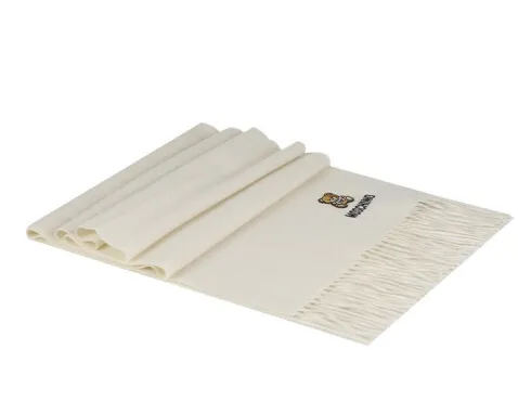 Logo-Embroidered Fringed Scarf
