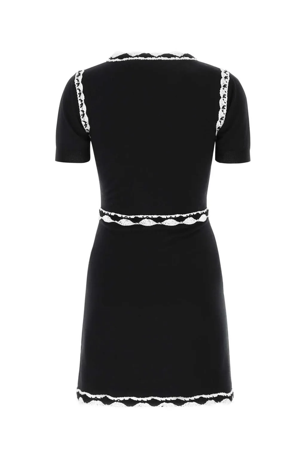 Crochet Trim Crewneck Dress