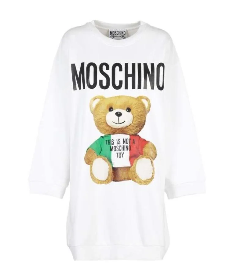 Teddy Motif-Print Sweatshirt Dress