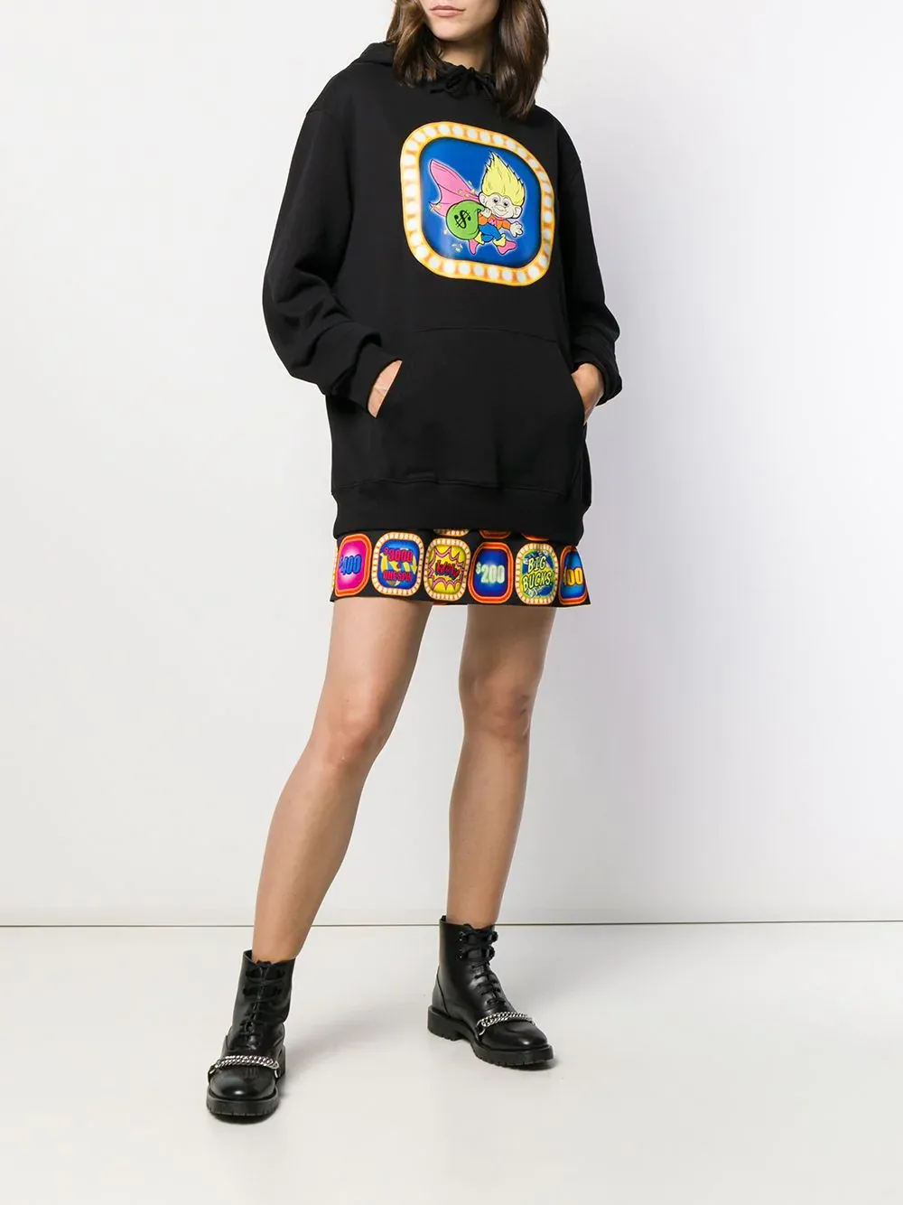 Cartoon Logo Printed Hooded Sweater