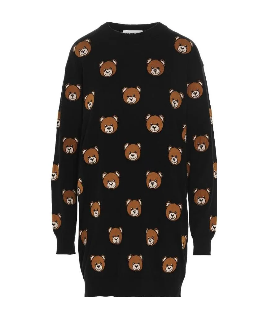 Teddy Bear Pattern Knit Dress