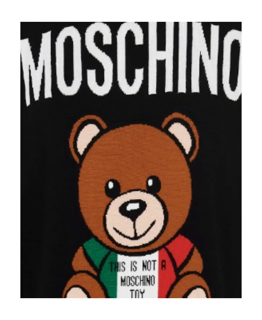 Logo-Print Bear-Motif Sweater Dress