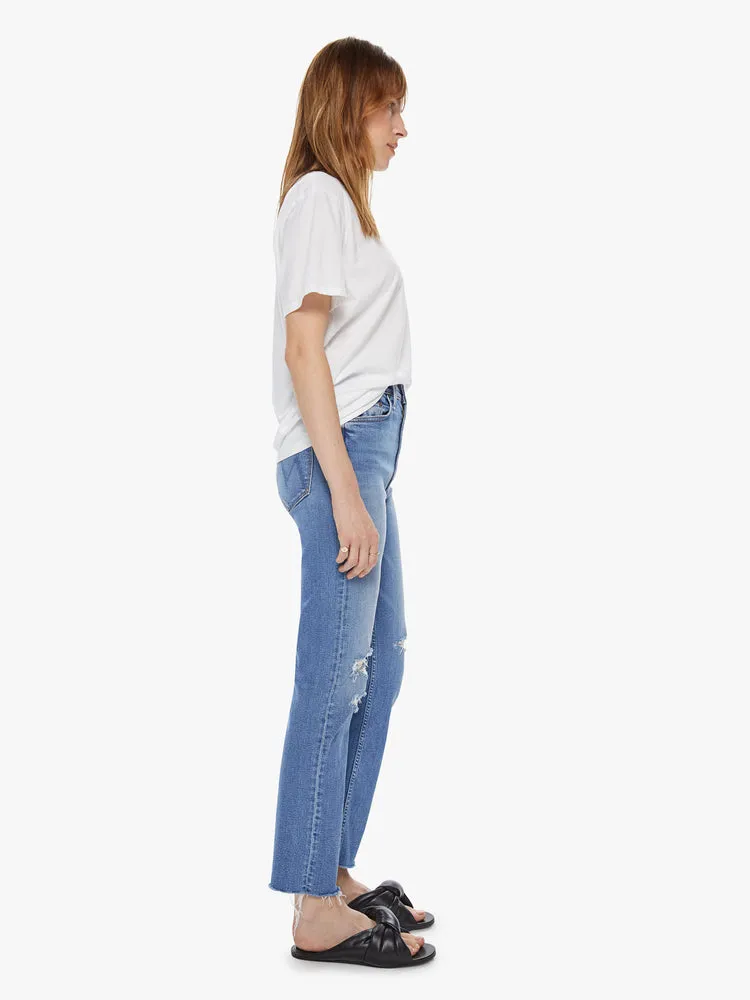 High-Waist Rider Distressed Ankle Jeans
