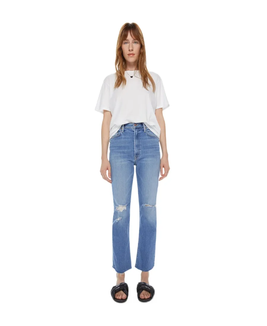 High-Waist Rider Distressed Ankle Jeans