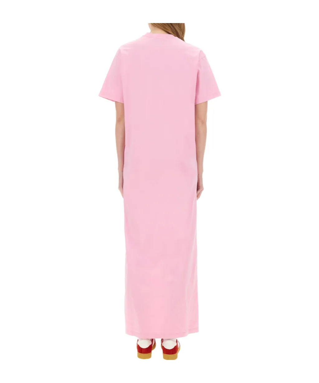 Logo Printed Side-Slit Maxi Dress