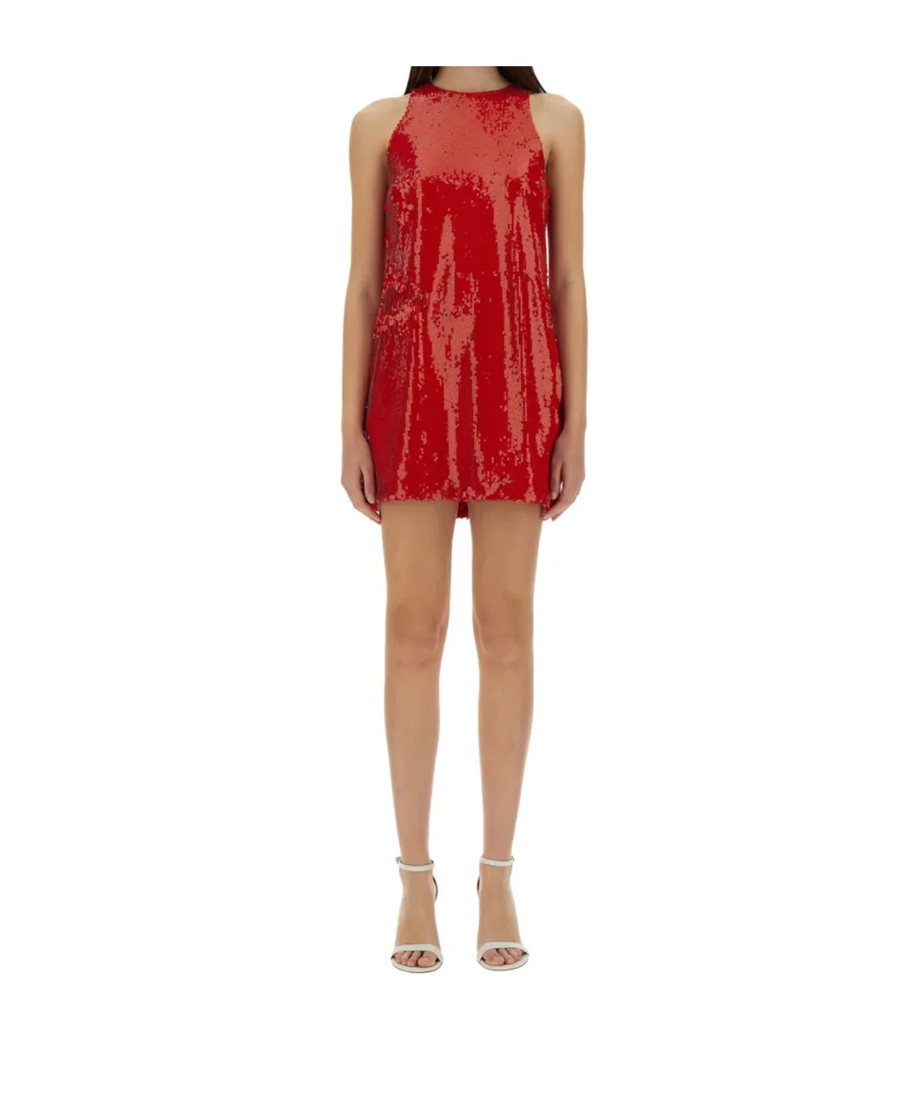 Sequined Crewneck Mini Dress