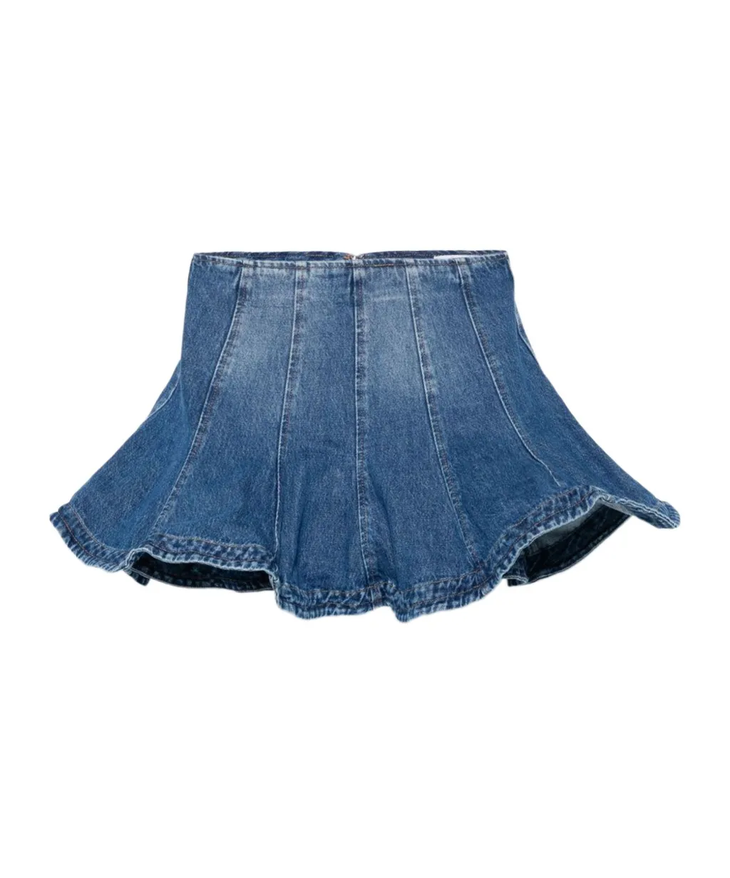 Wired-Hem Flared Mini Skirt