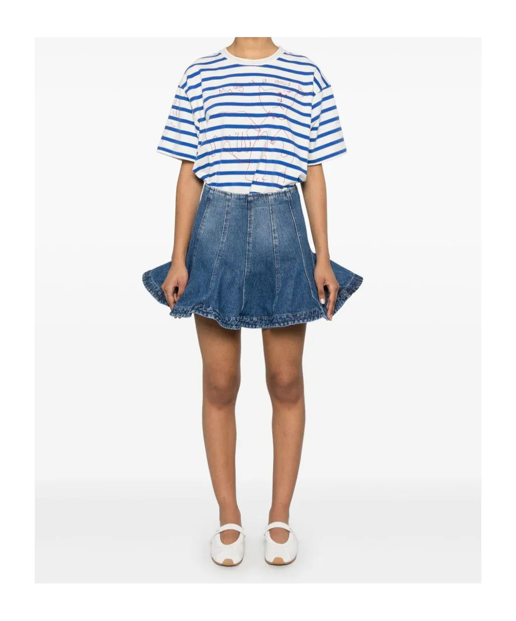 Wired-Hem Flared Mini Skirt