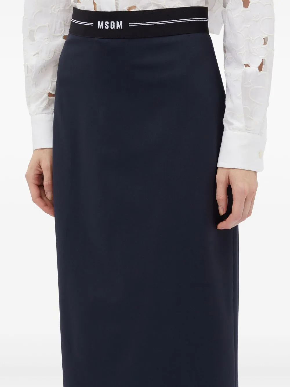 Logo-Waistband Midi Skirt