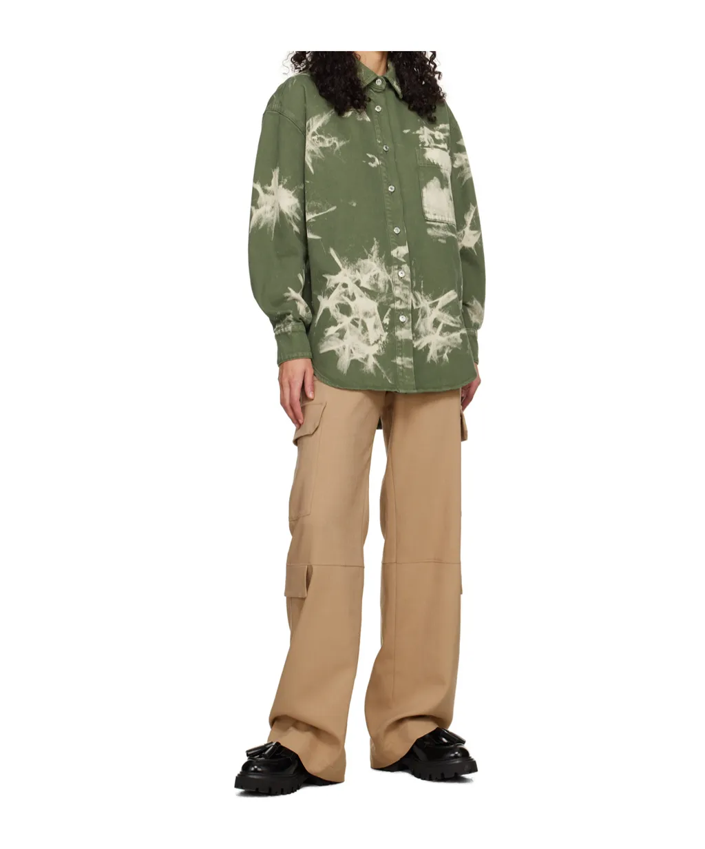 Bleached-Effect Denim Overshirt