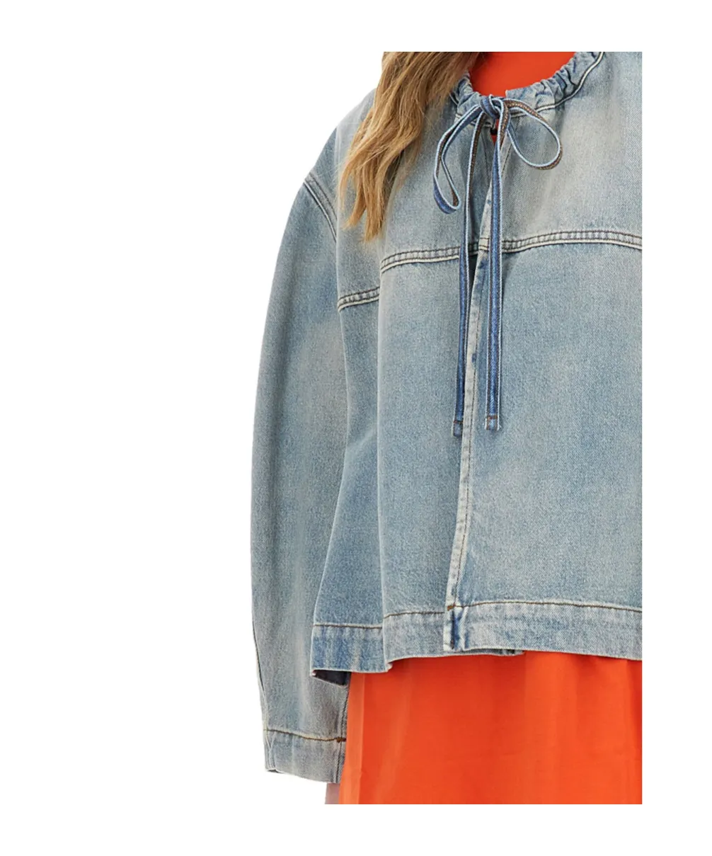 Drawstring Denim Jacket