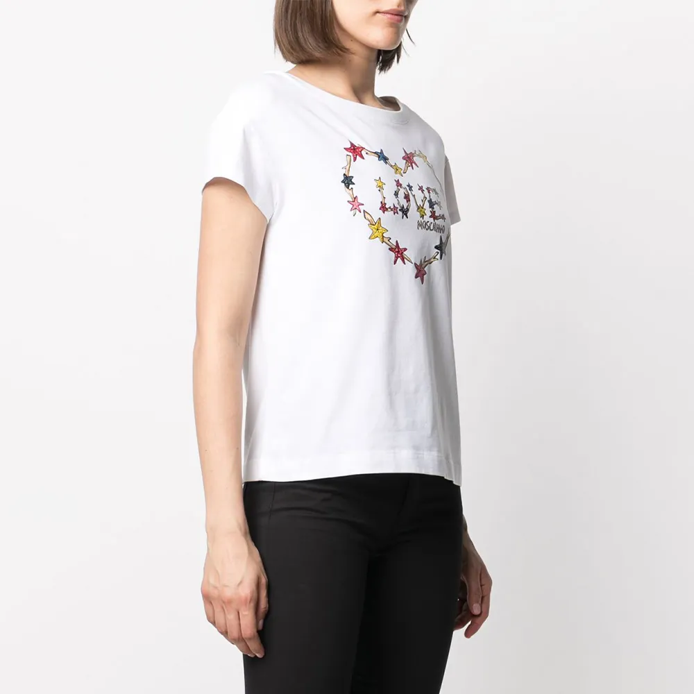 T-Shirt With Love Heart And Stars Graphic