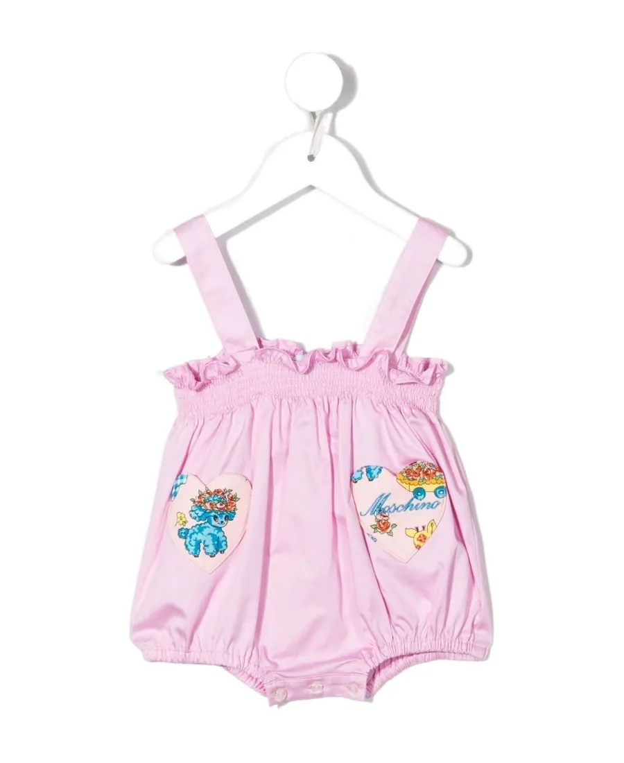 Heart-Patch Romper And Hat Set