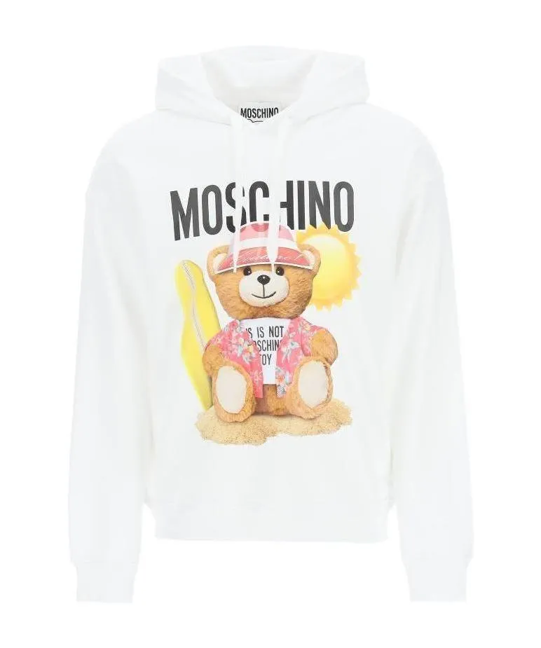 Teddy Bear Printed Drawstring Hoodie