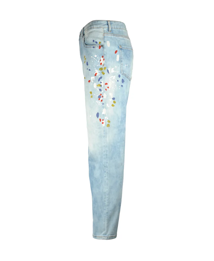 Printed Straight Tube Jeans