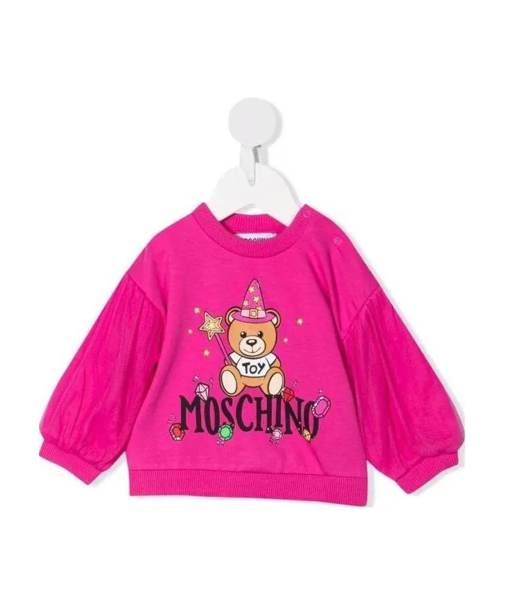 Teddy Bear Logo-Print Long-Sleeve Top
