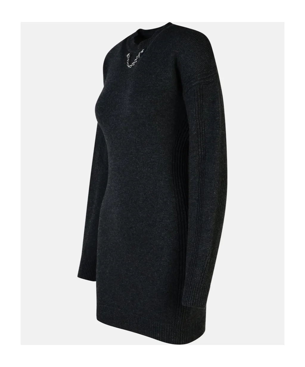 Chain Detailed Drop Shoulder Knitted Dress