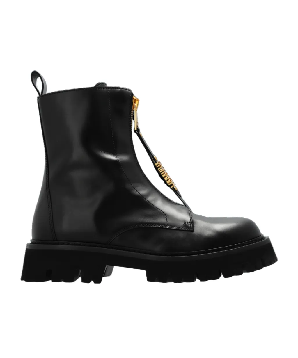 Logo-Lettering Zipped Ankle Boots