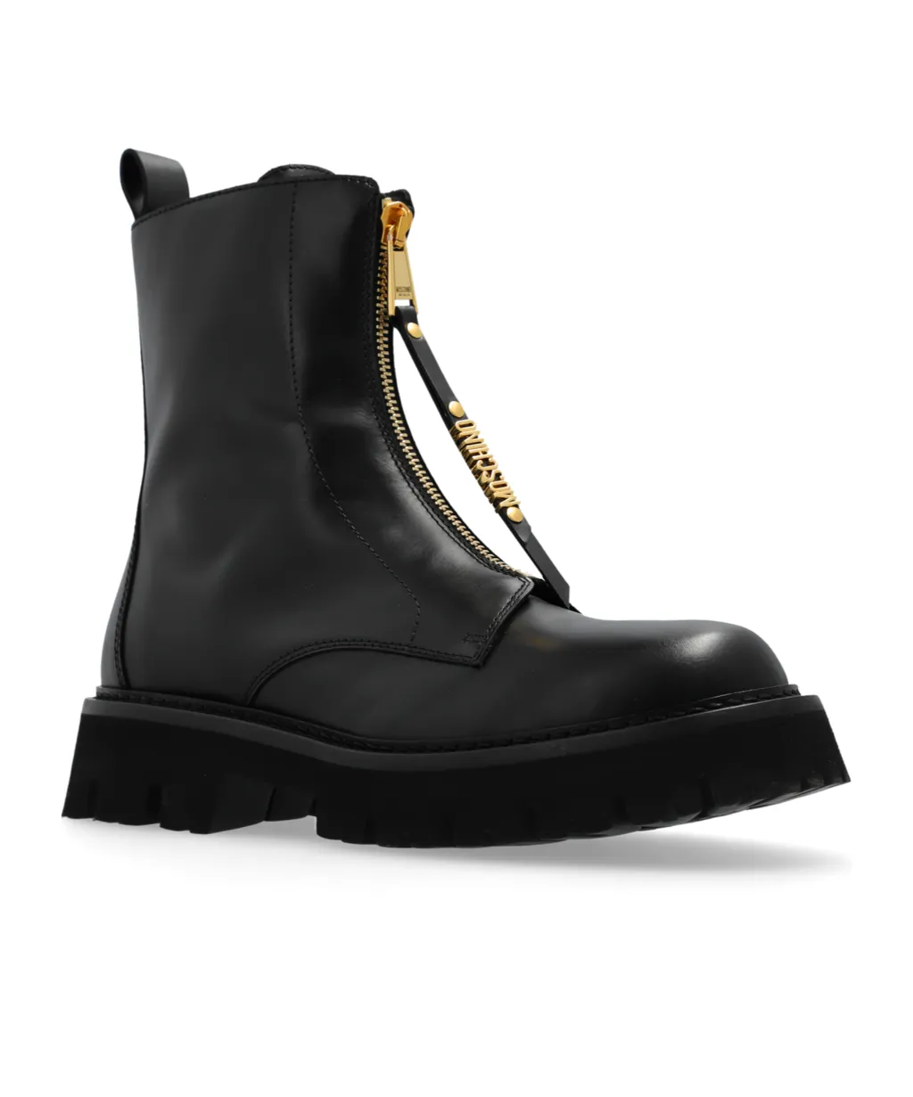 Logo-Lettering Zipped Ankle Boots