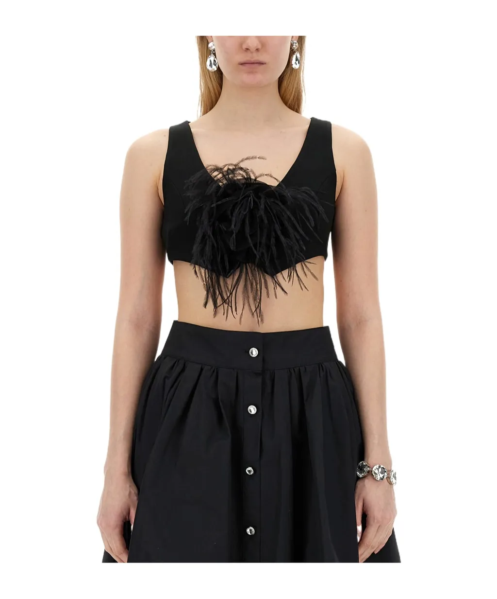 V-Necked Vest With Feather Detail