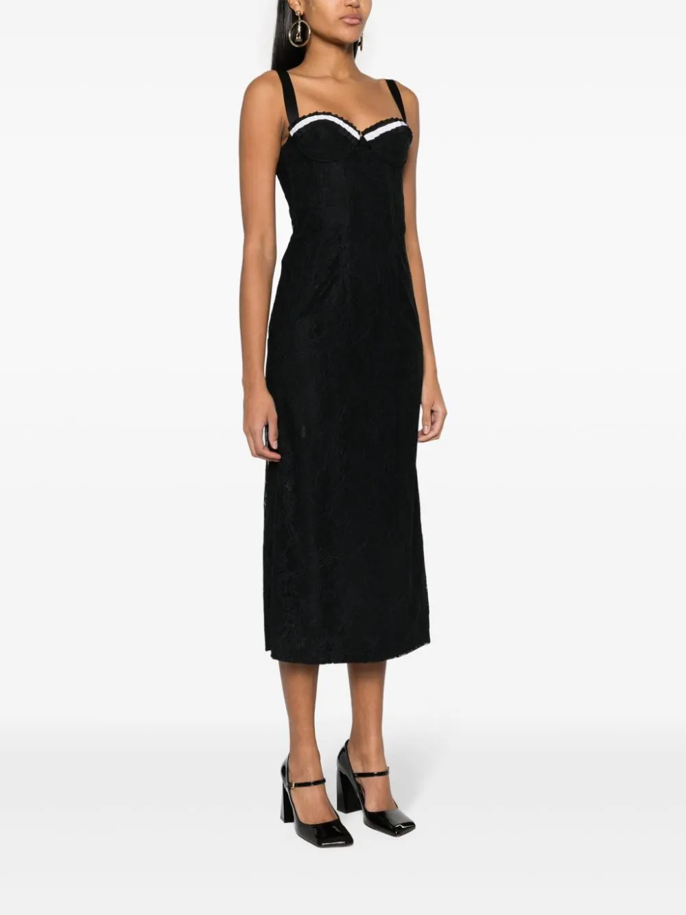 Floral-Lace Midi Dress