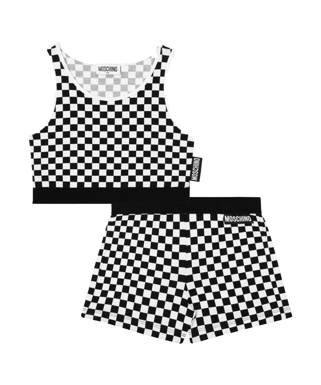 Check-Pattern Tracksuit Set