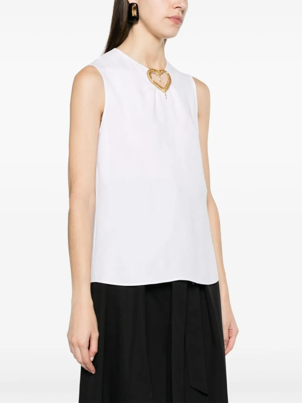 Heart Cut-Out Sleeveless Blouse
