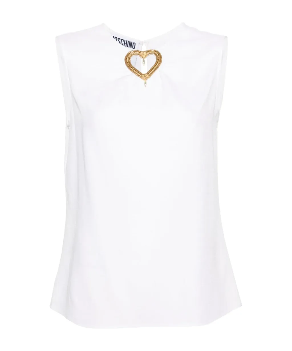 Heart Cut-Out Sleeveless Blouse