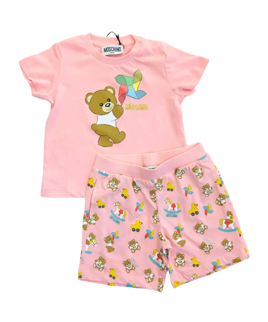 Teddy Bear-Motif Shorts Set