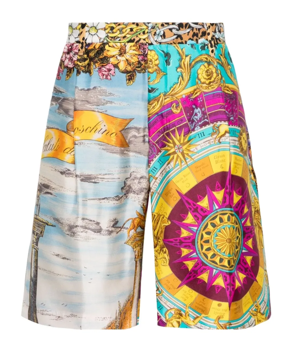 Graphic-Print Silk Shorts