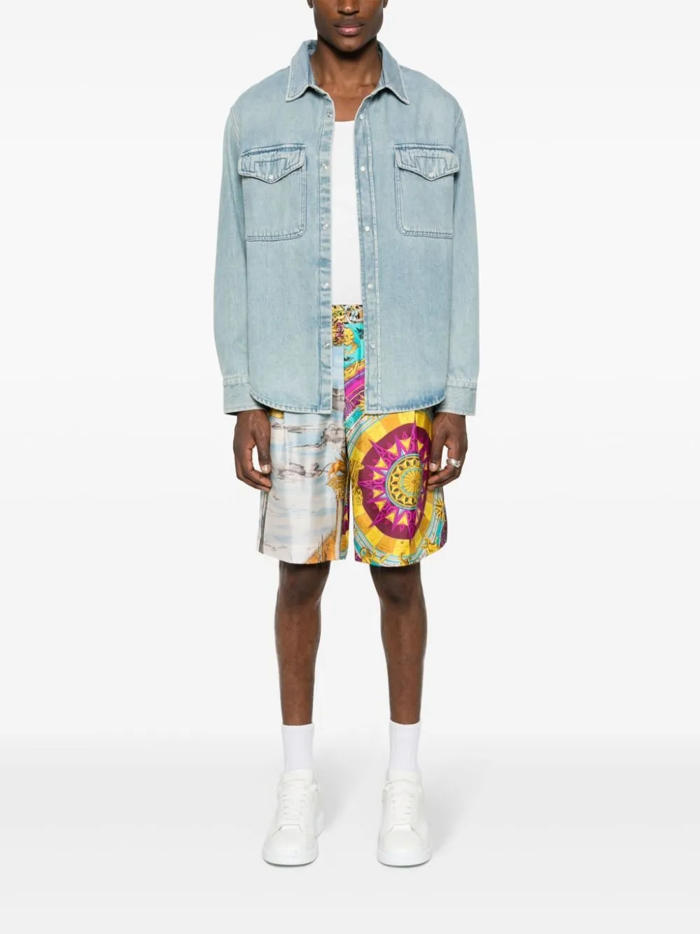 Graphic-Print Silk Shorts