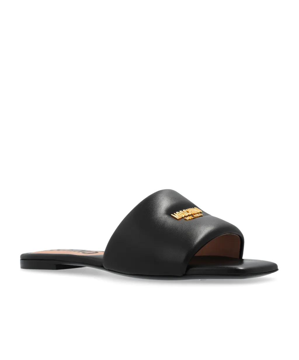 Logo-Plaque Padded Slip-On Sandals
