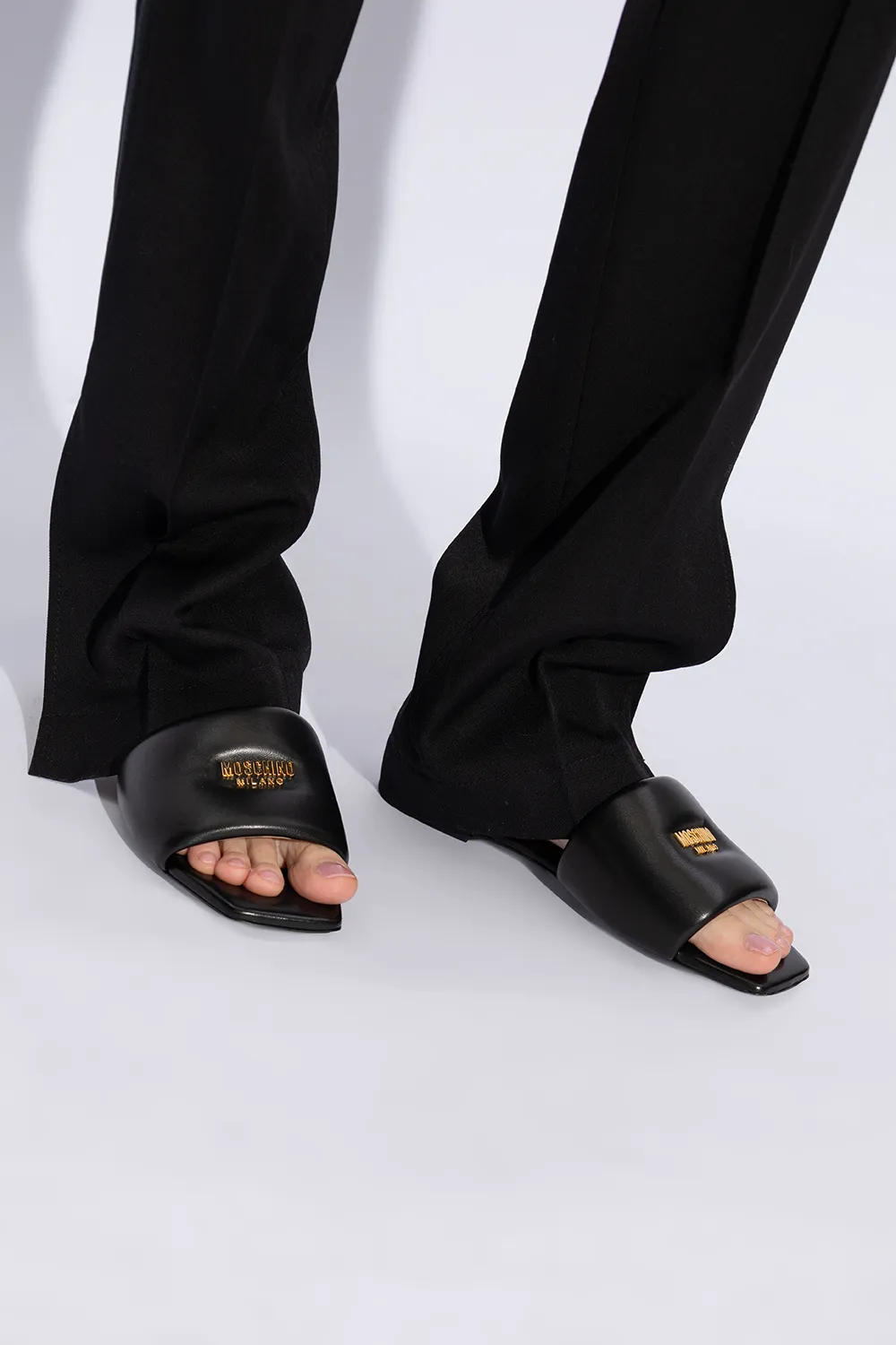 Logo-Plaque Padded Slip-On Sandals