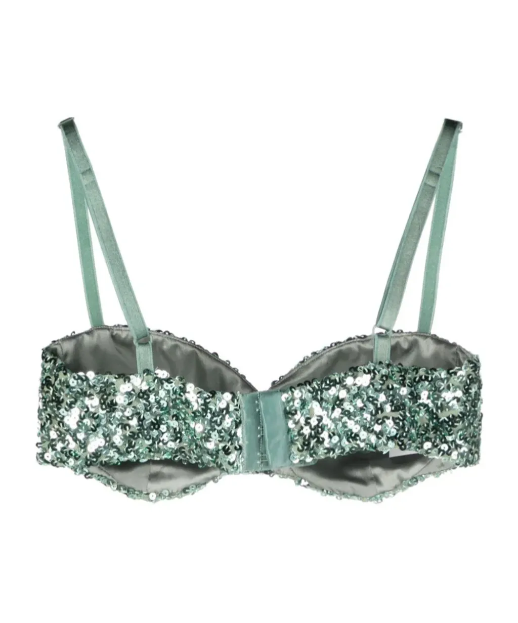 Sequined Sweetheart-Neck Bra