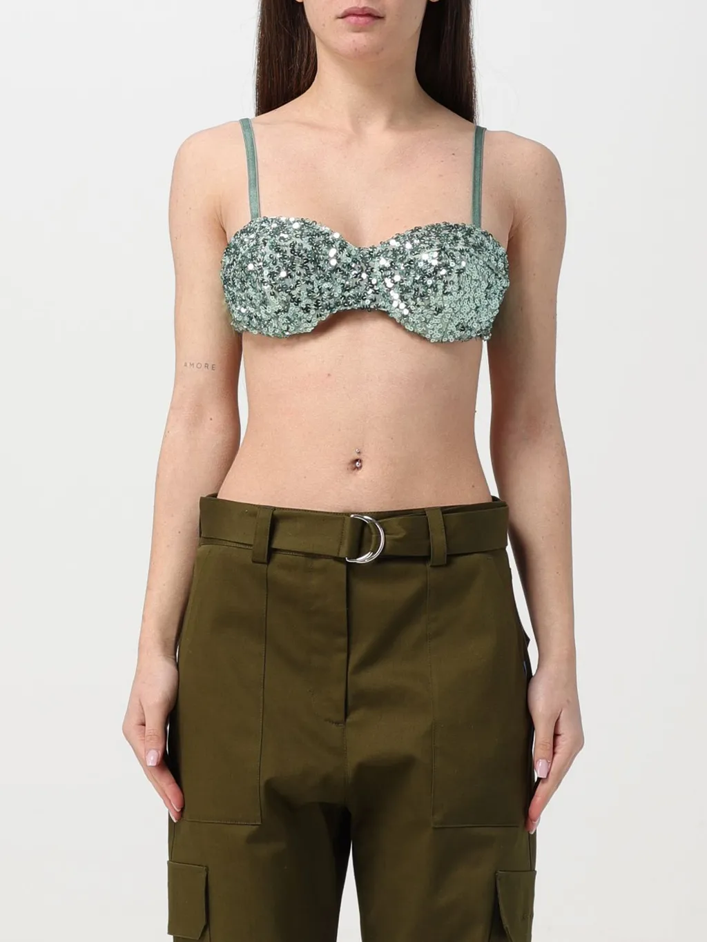 Sequined Sweetheart-Neck Bra