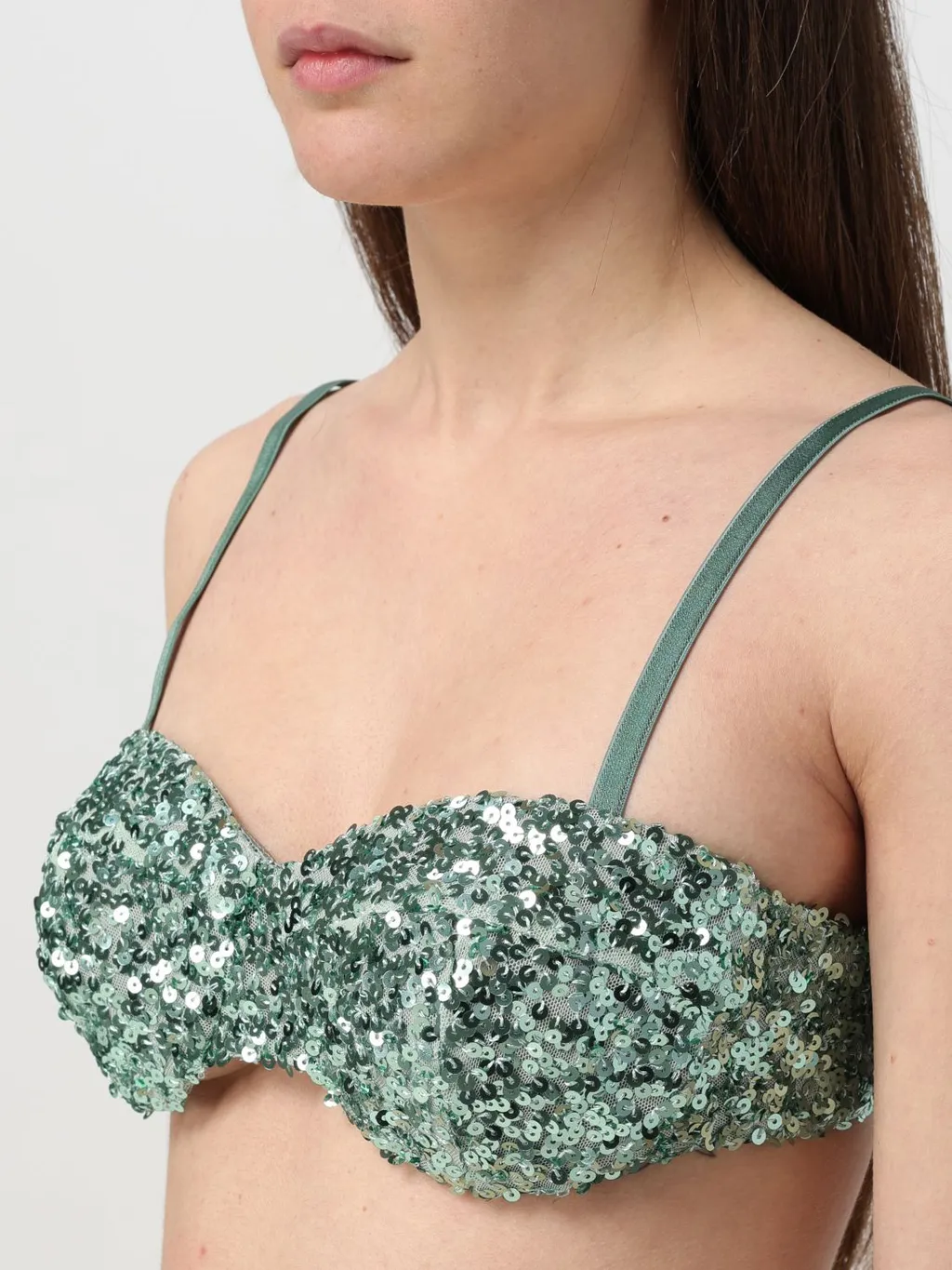 Sequined Sweetheart-Neck Bra