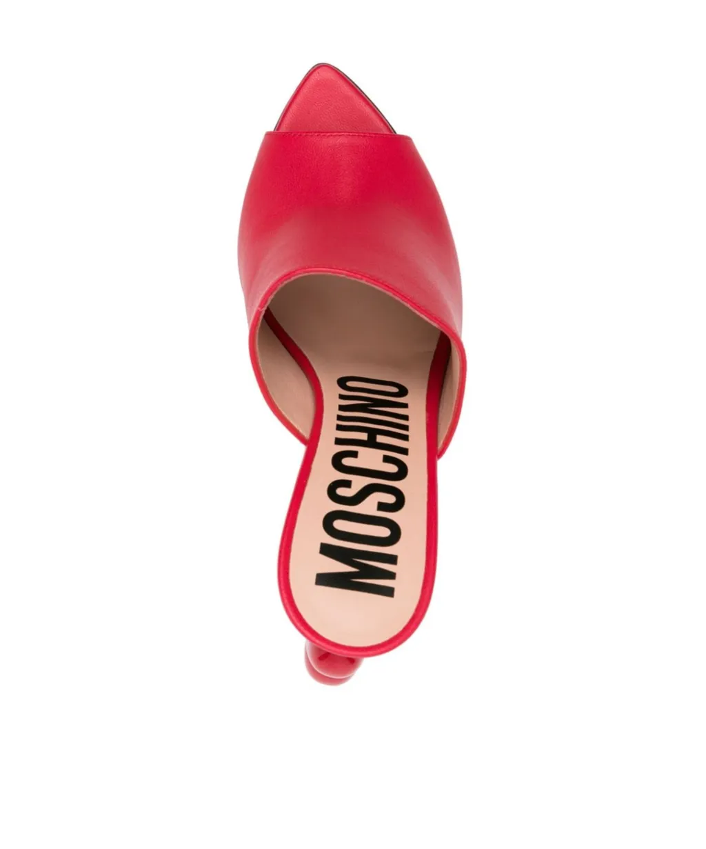 100Mm Heart-Detail Leather Mules