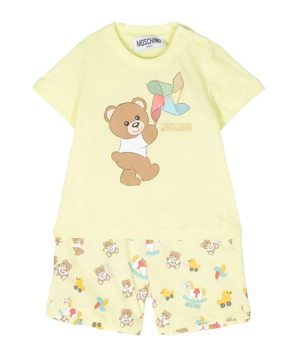 Teddy Bear-Motif Shorts Set